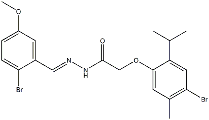 2-(4-bromo-2-isopropyl-5-methylphenoxy)-N'-(2-bromo-5-methoxybenzylidene)acetohydrazide Struktur