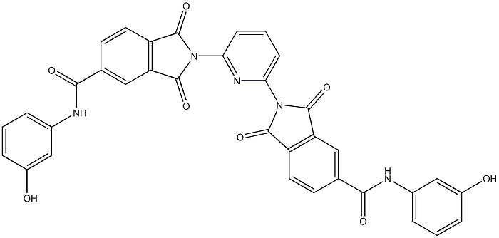 2-(6-{5-[(3-hydroxyanilino)carbonyl]-1,3-dioxo-1,3-dihydro-2H-isoindol-2-yl}pyridin-2-yl)-N-(3-hydroxyphenyl)-1,3-dioxoisoindoline-5-carboxamide Struktur