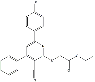 ethyl {[6-(4-bromophenyl)-3-cyano-4-phenyl-2-pyridinyl]sulfanyl}acetate Struktur