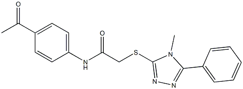 N-(4-acetylphenyl)-2-[(4-methyl-5-phenyl-4H-1,2,4-triazol-3-yl)sulfanyl]acetamide Struktur