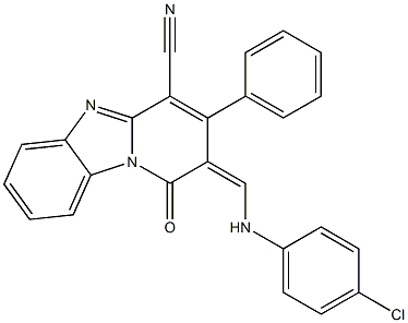 2-[(4-chloroanilino)methylene]-1-oxo-3-phenyl-1,2-dihydropyrido[1,2-a]benzimidazole-4-carbonitrile Struktur