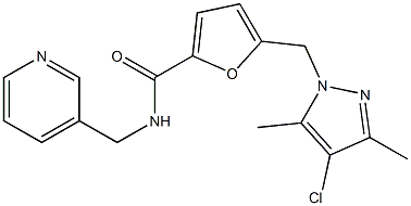 5-[(4-chloro-3,5-dimethyl-1H-pyrazol-1-yl)methyl]-N-(3-pyridinylmethyl)-2-furamide Struktur