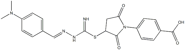 4-(3-{[{2-[4-(dimethylamino)benzylidene]hydrazino}(imino)methyl]sulfanyl}-2,5-dioxo-1-pyrrolidinyl)benzoic acid Struktur