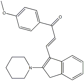 1-(4-methoxyphenyl)-3-[2-(1-piperidinyl)-1H-inden-3-yl]-2-propen-1-one Struktur