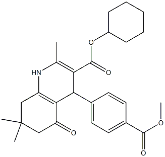 cyclohexyl 2,7,7-trimethyl-4-{4-[(methyloxy)carbonyl]phenyl}-5-oxo-1,4,5,6,7,8-hexahydroquinoline-3-carboxylate Struktur