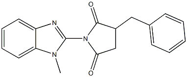 3-benzyl-1-(1-methyl-1H-benzimidazol-2-yl)pyrrolidine-2,5-dione Struktur