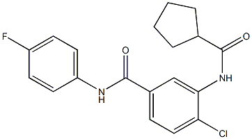 4-chloro-3-[(cyclopentylcarbonyl)amino]-N-(4-fluorophenyl)benzamide Struktur