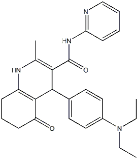 4-[4-(diethylamino)phenyl]-2-methyl-5-oxo-N-(2-pyridinyl)-1,4,5,6,7,8-hexahydro-3-quinolinecarboxamide Struktur