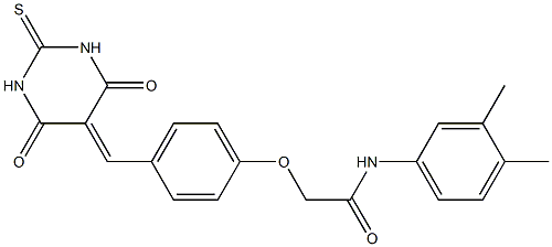 N-(3,4-dimethylphenyl)-2-{4-[(4,6-dioxo-2-thioxotetrahydro-5(2H)-pyrimidinylidene)methyl]phenoxy}acetamide Struktur