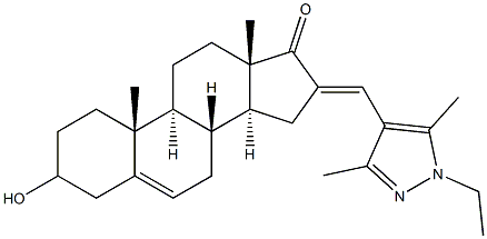 16-[(1-ethyl-3,5-dimethyl-1H-pyrazol-4-yl)methylene]-3-hydroxyandrost-5-en-17-one Struktur