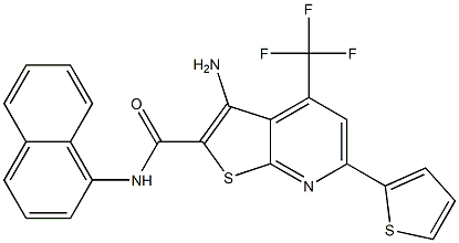 3-amino-N-(1-naphthyl)-6-(2-thienyl)-4-(trifluoromethyl)thieno[2,3-b]pyridine-2-carboxamide Struktur