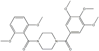 1-{[2,6-bis(methyloxy)phenyl]carbonyl}-4-{[3,4,5-tris(methyloxy)phenyl]carbonyl}piperazine Struktur