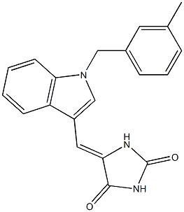 5-{[1-(3-methylbenzyl)-1H-indol-3-yl]methylene}-2,4-imidazolidinedione Struktur