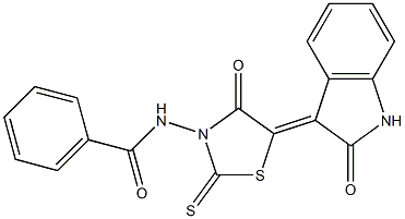 N-[4-oxo-5-(2-oxo-1,2-dihydro-3H-indol-3-ylidene)-2-thioxo-1,3-thiazolidin-3-yl]benzamide Struktur