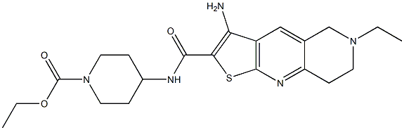 ethyl 4-{[(3-amino-6-ethyl-5,6,7,8-tetrahydrothieno[2,3-b][1,6]naphthyridin-2-yl)carbonyl]amino}-1-piperidinecarboxylate Struktur