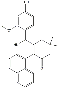 5-(4-hydroxy-2-methoxyphenyl)-3,3-dimethyl-3,4,5,6-tetrahydrobenzo[a]phenanthridin-1(2H)-one Struktur