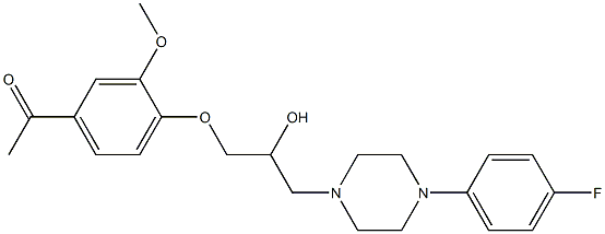 1-(4-{3-[4-(4-fluorophenyl)-1-piperazinyl]-2-hydroxypropoxy}-3-methoxyphenyl)ethanone Struktur