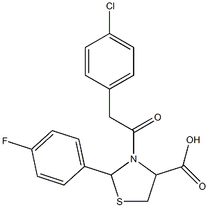 3-[(4-chlorophenyl)acetyl]-2-(4-fluorophenyl)-1,3-thiazolidine-4-carboxylic acid Struktur