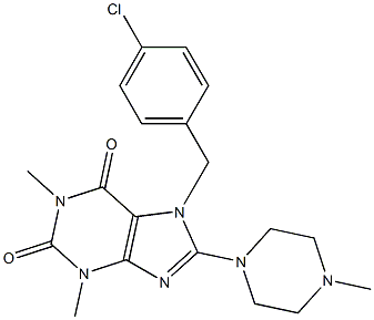 7-(4-chlorobenzyl)-1,3-dimethyl-8-(4-methyl-1-piperazinyl)-3,7-dihydro-1H-purine-2,6-dione Struktur