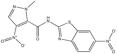 4-nitro-N-{6-nitro-1,3-benzothiazol-2-yl}-1-methyl-1H-pyrazole-5-carboxamide Struktur