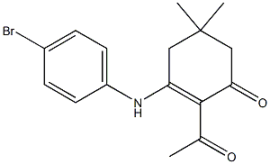 2-acetyl-3-(4-bromoanilino)-5,5-dimethyl-2-cyclohexen-1-one Struktur