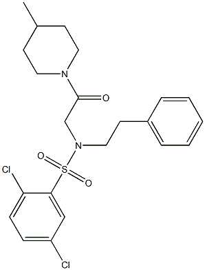 2,5-dichloro-N-[2-(4-methyl-1-piperidinyl)-2-oxoethyl]-N-(2-phenylethyl)benzenesulfonamide Struktur