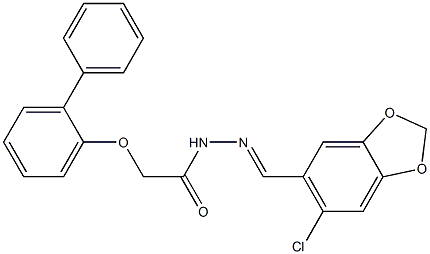 2-([1,1'-biphenyl]-2-yloxy)-N'-[(6-chloro-1,3-benzodioxol-5-yl)methylene]acetohydrazide Struktur