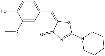 5-(4-hydroxy-3-methoxybenzylidene)-2-(1-piperidinyl)-1,3-thiazol-4(5H)-one Struktur