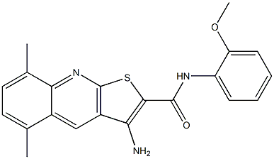 3-amino-N-(2-methoxyphenyl)-5,8-dimethylthieno[2,3-b]quinoline-2-carboxamide Struktur