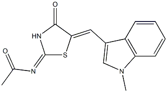 N-{5-[(1-methyl-1H-indol-3-yl)methylene]-4-oxo-1,3-thiazolidin-2-ylidene}acetamide Struktur