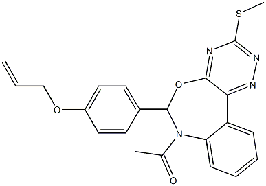 7-acetyl-6-[4-(allyloxy)phenyl]-3-(methylsulfanyl)-6,7-dihydro[1,2,4]triazino[5,6-d][3,1]benzoxazepine Struktur