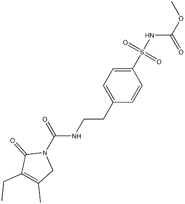 3-Ethyl-2,5-dihydro-4-methyl-N-[2-[4-[[(methoxycarbonyl)amino]-sulfonyl]phenyl]ethyl]-2-oxo-1H-pyrrole-1-carboxamide Struktur