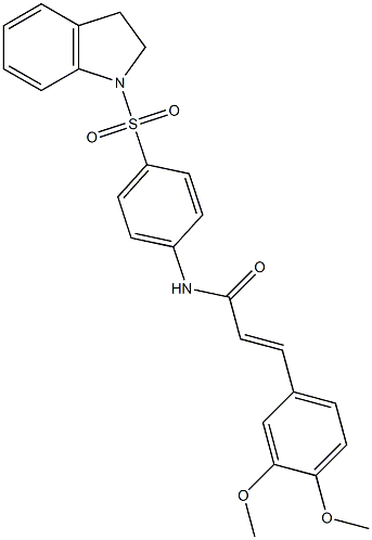 (E)-N-[4-(2,3-dihydro-1H-indol-1-ylsulfonyl)phenyl]-3-(3,4-dimethoxyphenyl)-2-propenamide Struktur