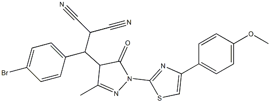 2-((4-bromophenyl){1-[4-(4-methoxyphenyl)-1,3-thiazol-2-yl]-3-methyl-5-oxo-4,5-dihydro-1H-pyrazol-4-yl}methyl)malononitrile Struktur