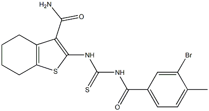 2-({[(3-bromo-4-methylbenzoyl)amino]carbothioyl}amino)-4,5,6,7-tetrahydro-1-benzothiophene-3-carboxamide Struktur