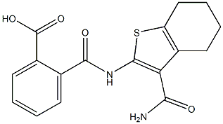 2-({[3-(aminocarbonyl)-4,5,6,7-tetrahydro-1-benzothiophen-2-yl]amino}carbonyl)benzoic acid Struktur