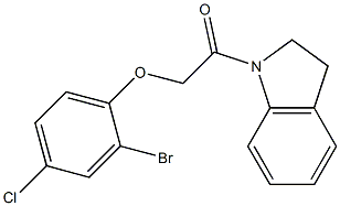 2-(2-bromo-4-chlorophenoxy)-1-(2,3-dihydro-1H-indol-1-yl)-1-ethanone Struktur