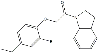 2-(2-bromo-4-ethylphenoxy)-1-(2,3-dihydro-1H-indol-1-yl)-1-ethanone Struktur