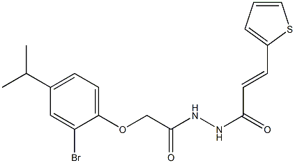 2-(2-bromo-4-isopropylphenoxy)-N'-[(E)-3-(2-thienyl)-2-propenoyl]acetohydrazide Struktur