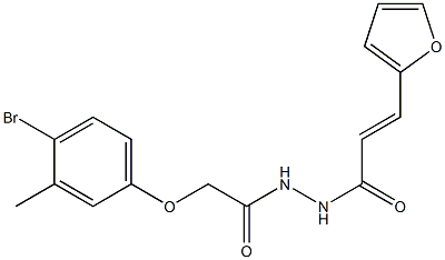 2-(4-bromo-3-methylphenoxy)-N'-[(E)-3-(2-furyl)-2-propenoyl]acetohydrazide Struktur