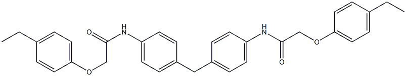 2-(4-ethylphenoxy)-N-[4-(4-{[2-(4-ethylphenoxy)acetyl]amino}benzyl)phenyl]acetamide Struktur