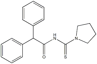 2,2-diphenyl-N-(1-pyrrolidinylcarbothioyl)acetamide Struktur