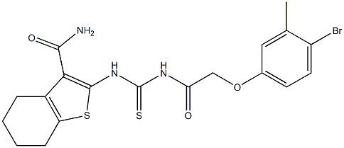 2-[({[2-(4-bromo-3-methylphenoxy)acetyl]amino}carbothioyl)amino]-4,5,6,7-tetrahydro-1-benzothiophene-3-carboxamide Struktur