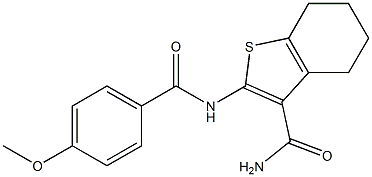 2-[(4-methoxybenzoyl)amino]-4,5,6,7-tetrahydro-1-benzothiophene-3-carboxamide Struktur