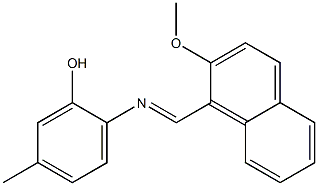 2-{[(E)-(2-methoxy-1-naphthyl)methylidene]amino}-5-methylphenol Struktur