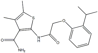 2-{[2-(2-isopropylphenoxy)acetyl]amino}-4,5-dimethyl-3-thiophenecarboxamide Struktur