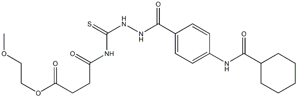 2-methoxyethyl 4-{[(2-{4-[(cyclohexylcarbonyl)amino]benzoyl}hydrazino)carbothioyl]amino}-4-oxobutanoate Struktur