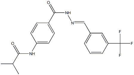 2-methyl-N-{4-[(2-{(E)-[3-(trifluoromethyl)phenyl]methylidene}hydrazino)carbonyl]phenyl}propanamide Struktur