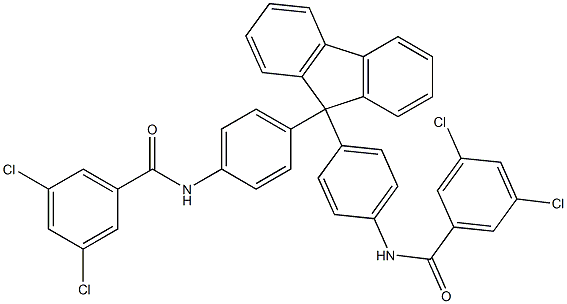 3,5-dichloro-N-[4-(9-{4-[(3,5-dichlorobenzoyl)amino]phenyl}-9H-fluoren-9-yl)phenyl]benzamide Struktur