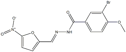 3-bromo-4-methoxy-N'-[(E)-(5-nitro-2-furyl)methylidene]benzohydrazide Struktur